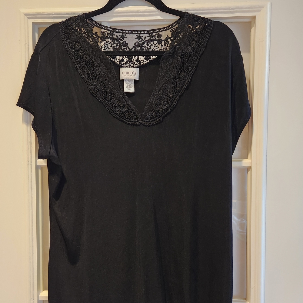 Chico's Black Lace Trim Women's Top